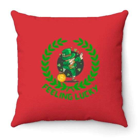 St Patricks day special feeling lucky Throw Pillows