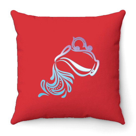 Aquarius Zodiac Air Sign Water Bearer Logo Throw Pillows