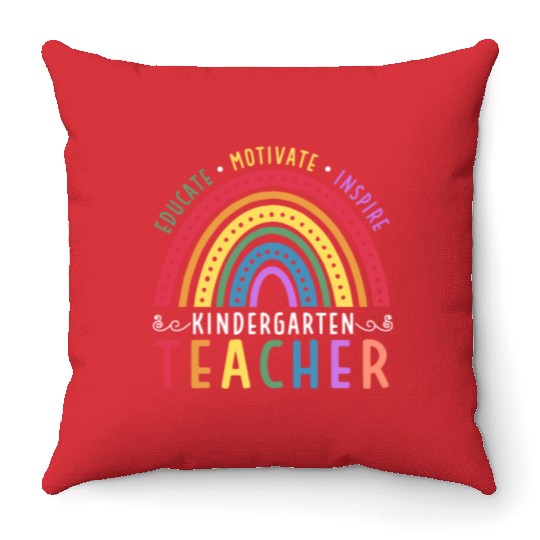 Educate Motivate Inspire Kindergarten Teacher Throw Pillows