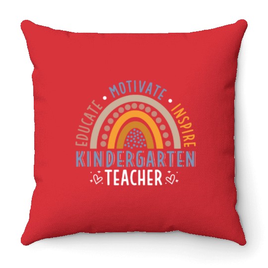 Educate Motivate Inspire Kindergarten Teacher Throw Pillows