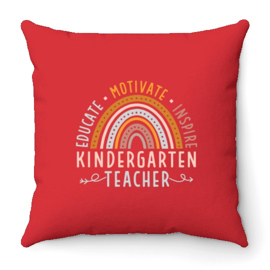 Educate Motivate Inspire Kindergarten Teacher Throw Pillows