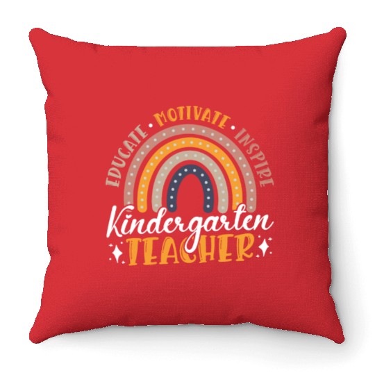 Educate Motivate Inspire Kindergarten Teacher Throw Pillows