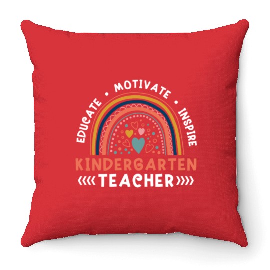 Educate Motivate Inspire Kindergarten Teacher Throw Pillows