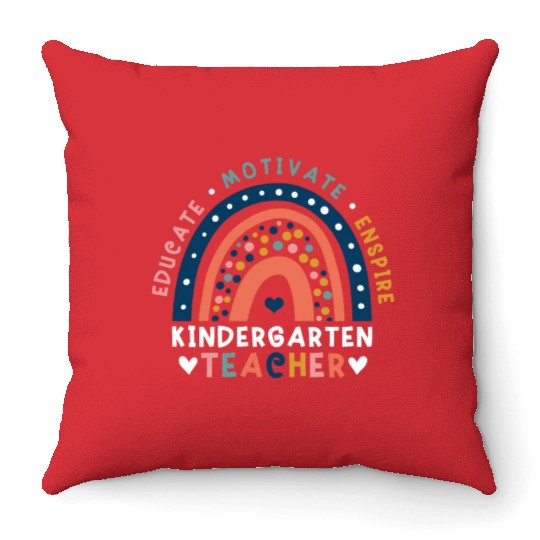 Educate Motivate Inspire Kindergarten Teacher Throw Pillows