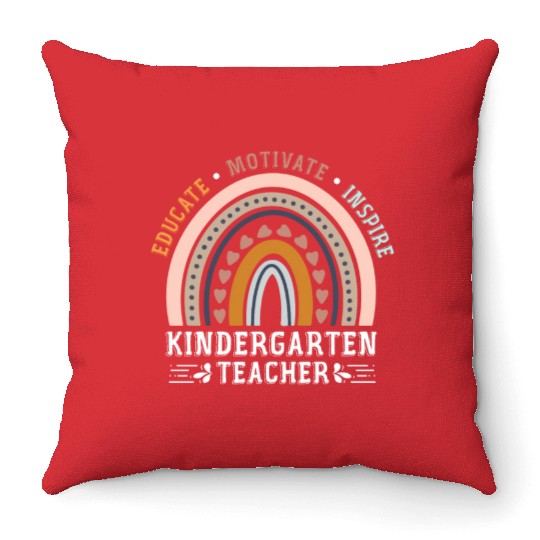 Educate Motivate Inspire Kindergarten Teacher Throw Pillows