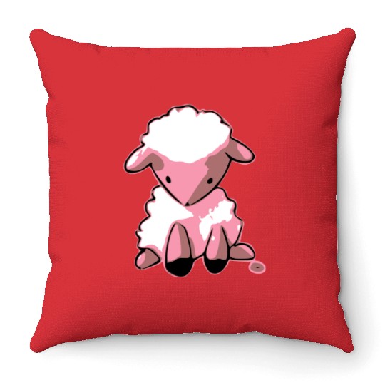 Milo the sad sheep Throw Pillows