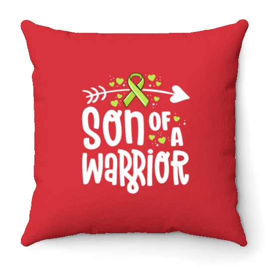 Son Of A Warrior Lymphoma Cancer Awareness Family Throw Pillows