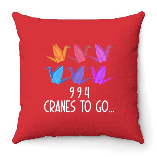 Origami Paper Crane Wishing Japanese Paper Throw Pillows