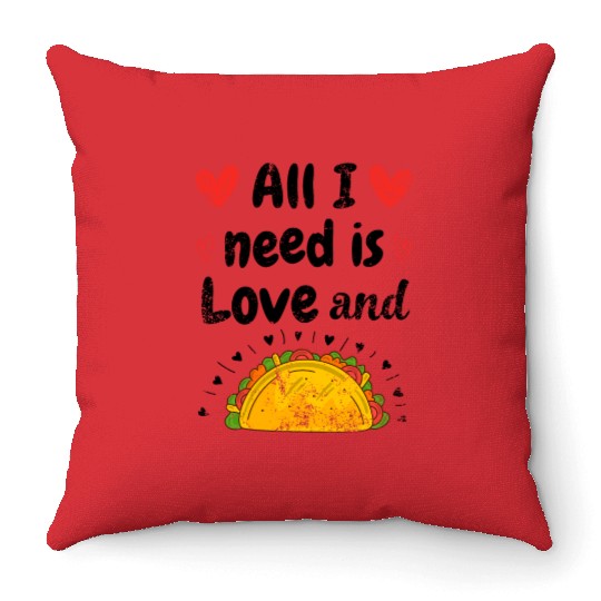 Vintage I Love Tacos Groovy Tacos Are My Valentine Throw Pillows