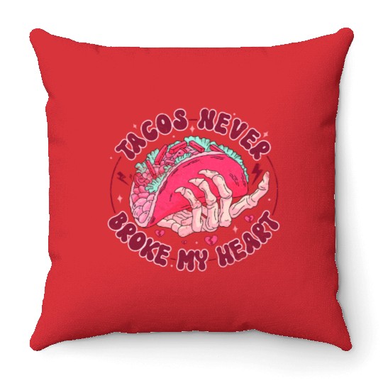 I Love Taco Skeleton, Tacos Are My Valentine Taco Throw Pillows