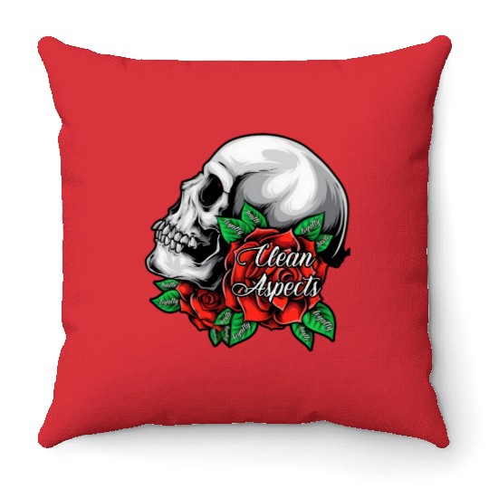 CA SKULL AND ROSES Throw Pillows