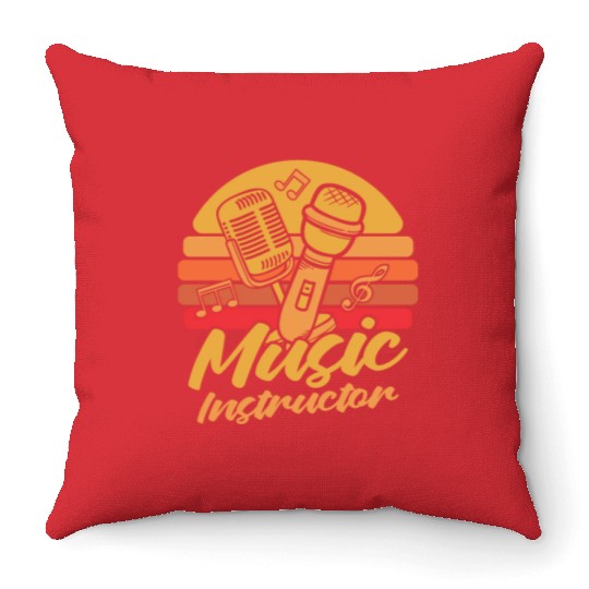 Music Teacher Microphone Throw Pillows