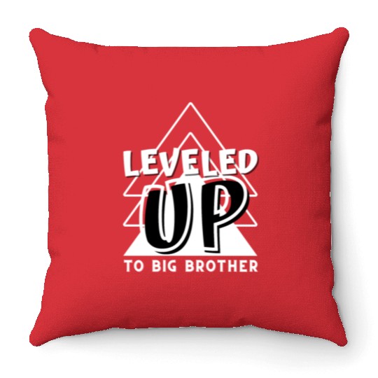 Level Up to big brother Throw Pillows