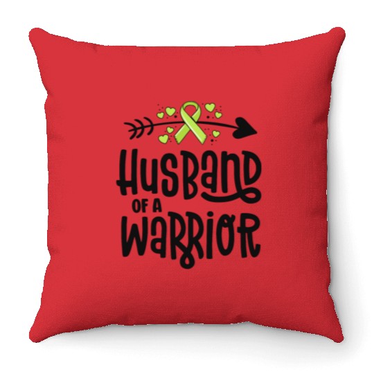 Husband Of A Warrior Lymphoma Cancer Awareness Throw Pillows