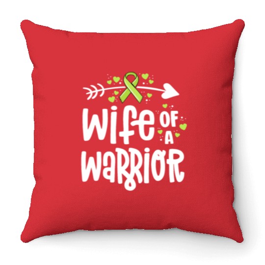 Wife Of A Warrior Lymphoma Cancer Awareness Throw Pillows