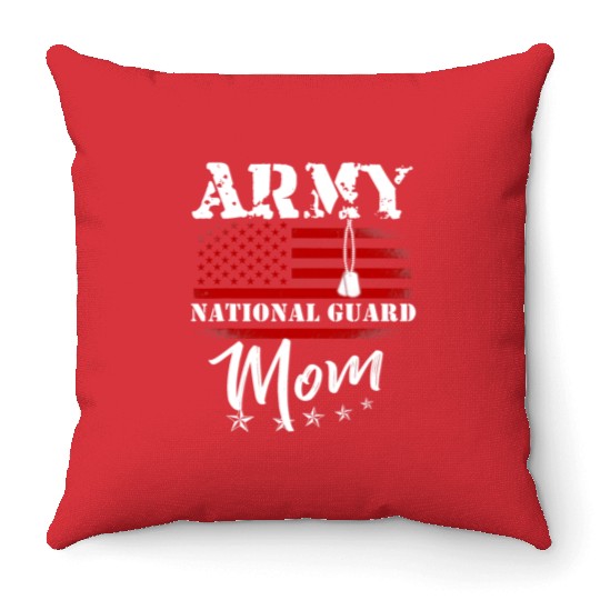 Proud Army National Guard Mom US Flag Tees US Mili Throw Pillows