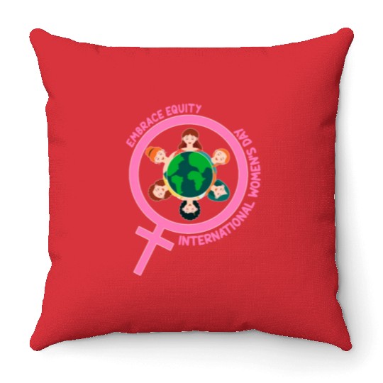 Happy International Women's Day Embrace Equity Throw Pillows