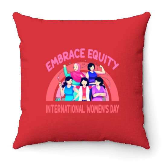 International Women's Day Embrace Equity Throw Pillows