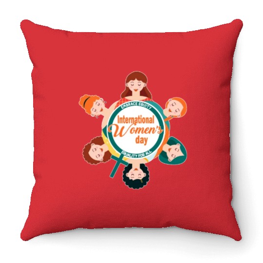International Women's Day: Equality, Embrace Equit Throw Pillows