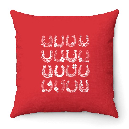 Horse Shamrock Horseshoe Patrick s Day Leaf Lucky Throw Pillows