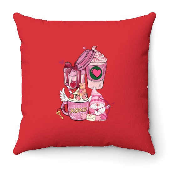 Coffee Is My Love Language Cupid Coffee Valentine Throw Pillows