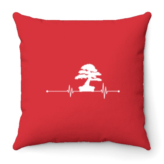 Bonsai Tree Heartbeat Throw Pillows
