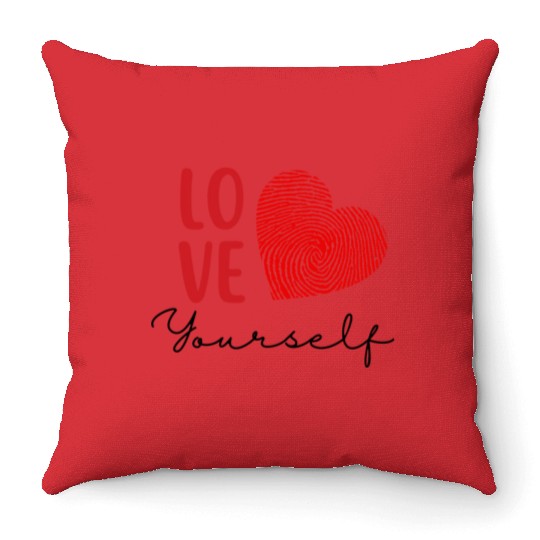 Love Yourself -Red Heart Throw Pillows