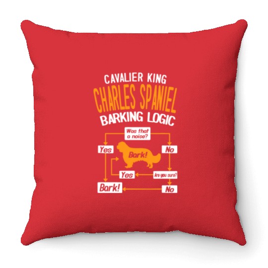 Cavalier King Charles Spaniel Barking Logic Throw Pillows