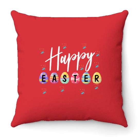 HAPPY EASTER Bunny Egg Hunt Throw Pillows