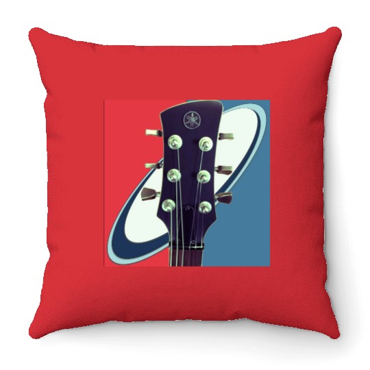 Red White Blue Rock and Roll Themed Guitar Throw Pillows