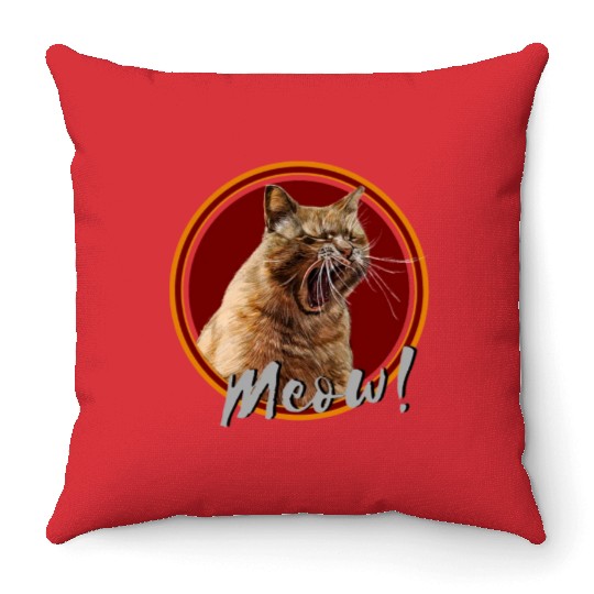 Meow Cat Throw Pillows
