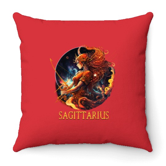 Embrace Your Sagittarius Identity: Sagittarius Pri Throw Pillows