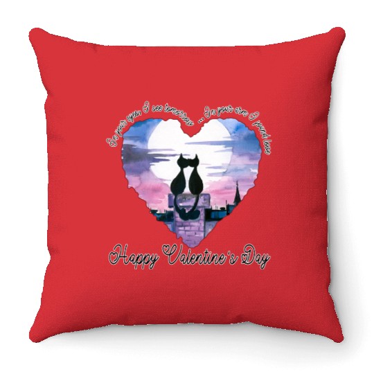 Cat love | happy valentines day | valentines day Throw Pillows