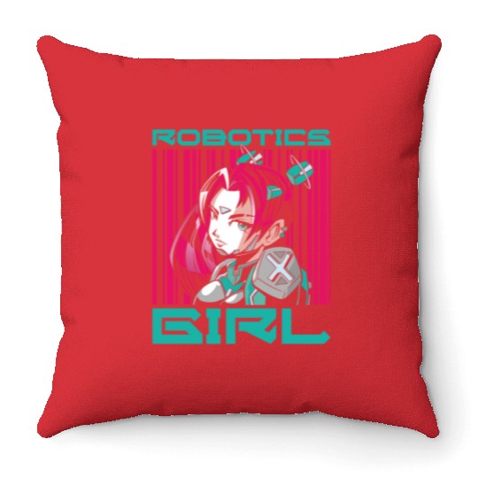 Robot Robotics Engineer Female Throw Pillows