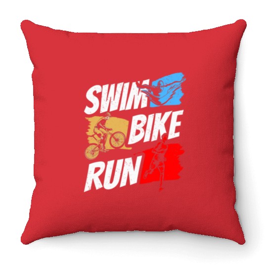 Swim Bike Run Triathlete Triathlon Triathlons Throw Pillows
