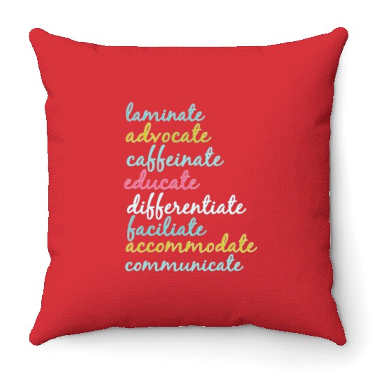 Special Education Teacher Laminate Advocate Caffei Throw Pillows