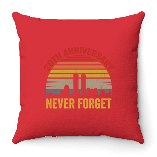 Never Forget 9 11 20th Anniversary Throw Pillows