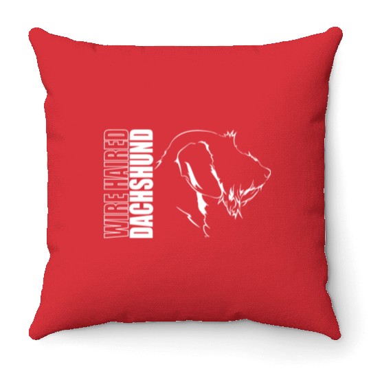 Funny Wire Haired Dachshund Profile dog mom Throw Pillows