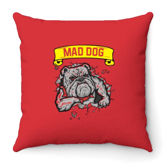 Mad Dog - Pitpull Lover Throw Pillows