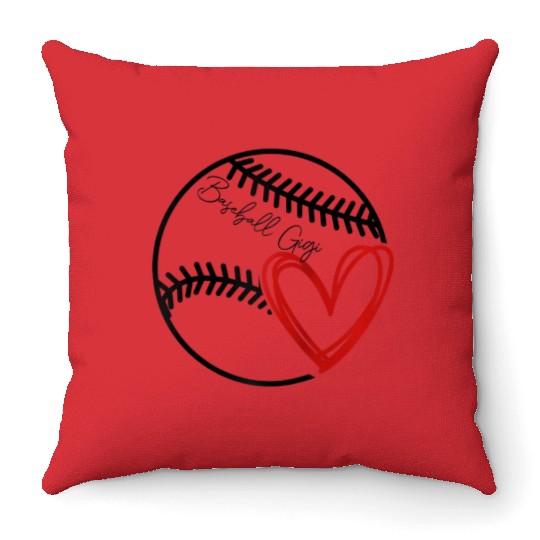Baseball Gigi Heart Funny Baseball Lover Throw Pillows