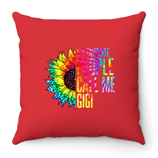 My Favorite People Call Me Gigi Sunflower Tie Dye Throw Pillows