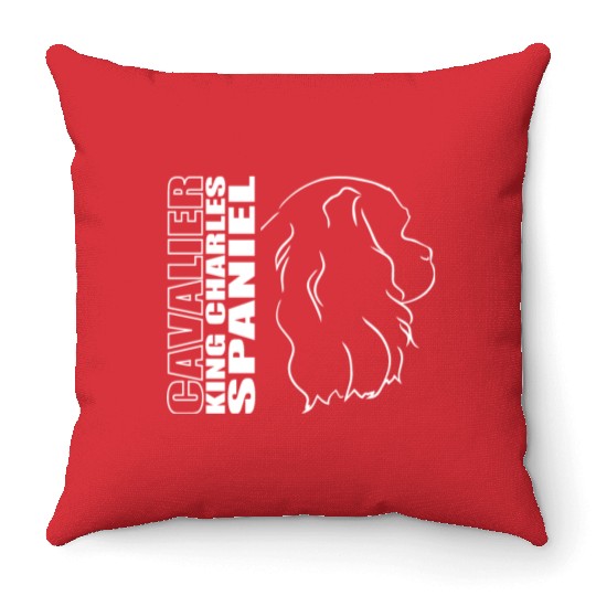 Cavalier King Charles Spaniel Profile dog mom Throw Pillows