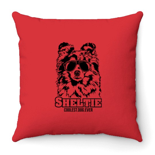 Sheltie coolest dog ever dog mom Throw Pillows