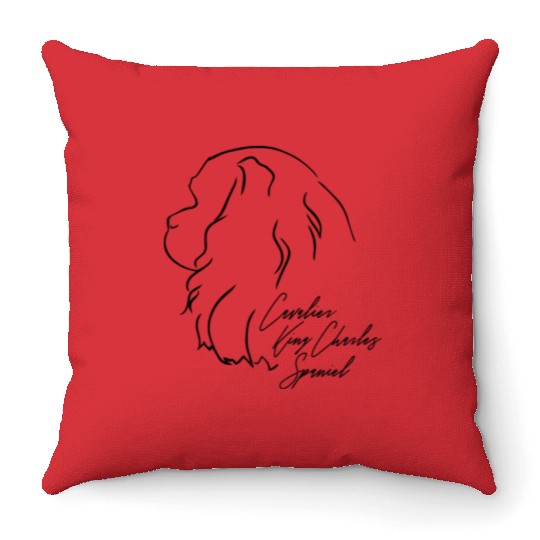 Cavalier King Charles Spaniel Profile dog mom Throw Pillows