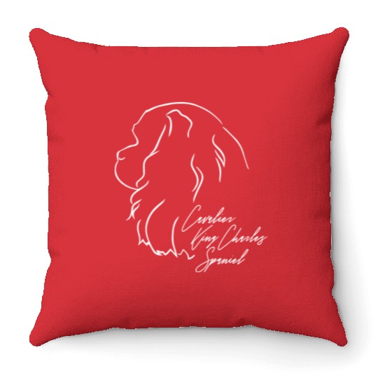 Cavalier King Charles Spaniel Profile dog mom Throw Pillows