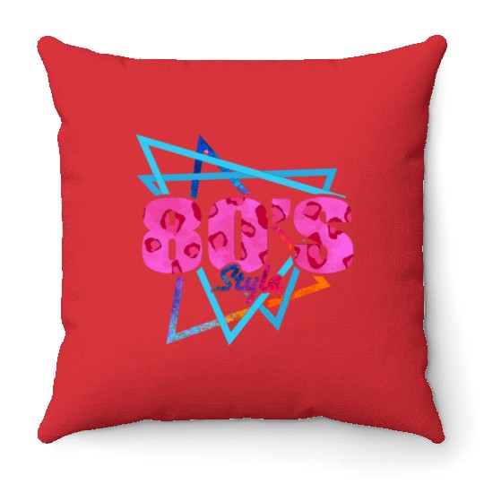 80's Style - Fun Retro Pink Leopard Print Throw Pillows
