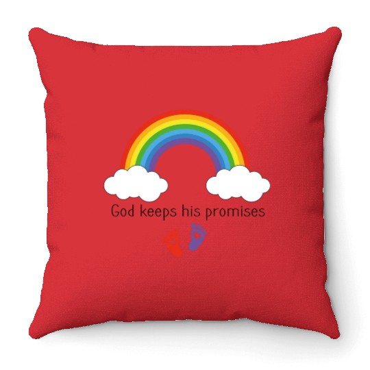 God keeps his promises Rainbow infant gown Throw Pillows