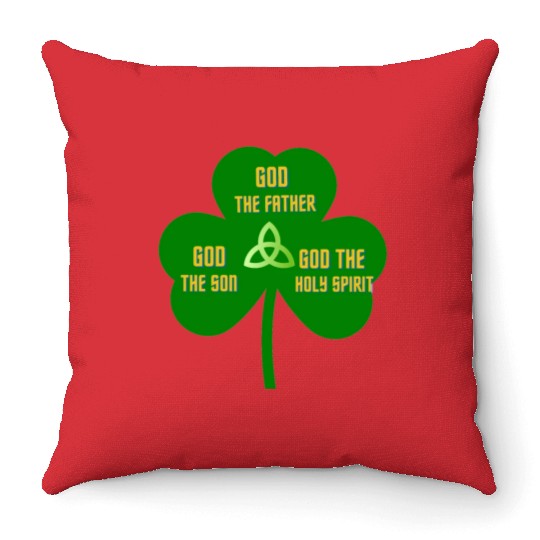 Holy Trinity Shamrock St Patrick Religious Throw Pillows