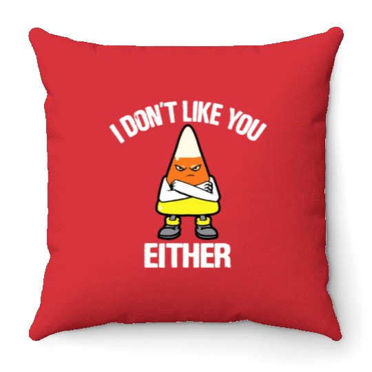 candy corn Funny Throw Pillows