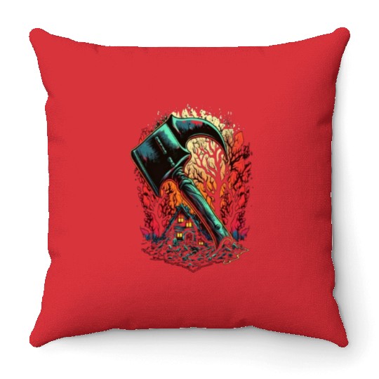 Firefighter Fire Rescue Axes in Flame Fire Throw Pillows
